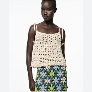 Bohemian Crochet Top with Tie Shoulders